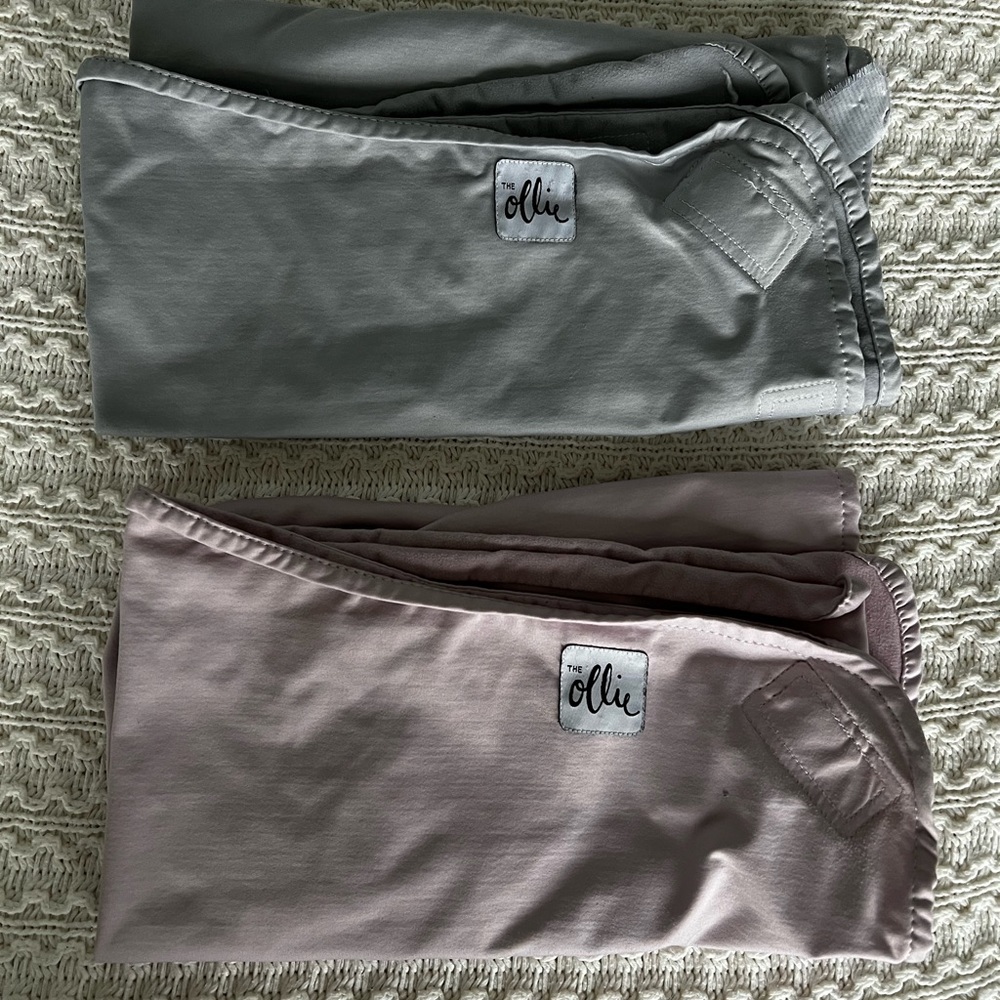 Pink and gray Ollie swaddles